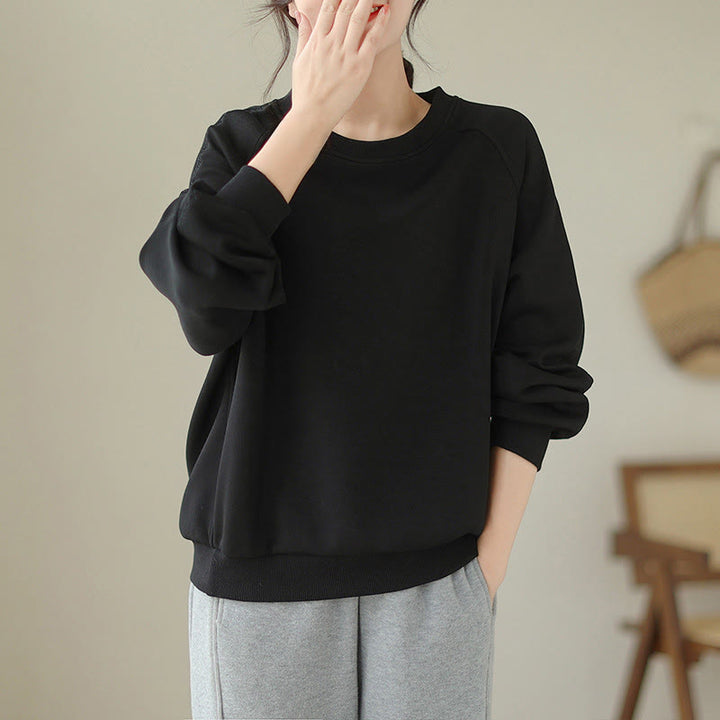 Felpa da donna in cotone con scollo rotondo e stampa Buddha Stones Fall Plain  - Nero - US14, UK/AU18, EU46 (2XL) - image 8