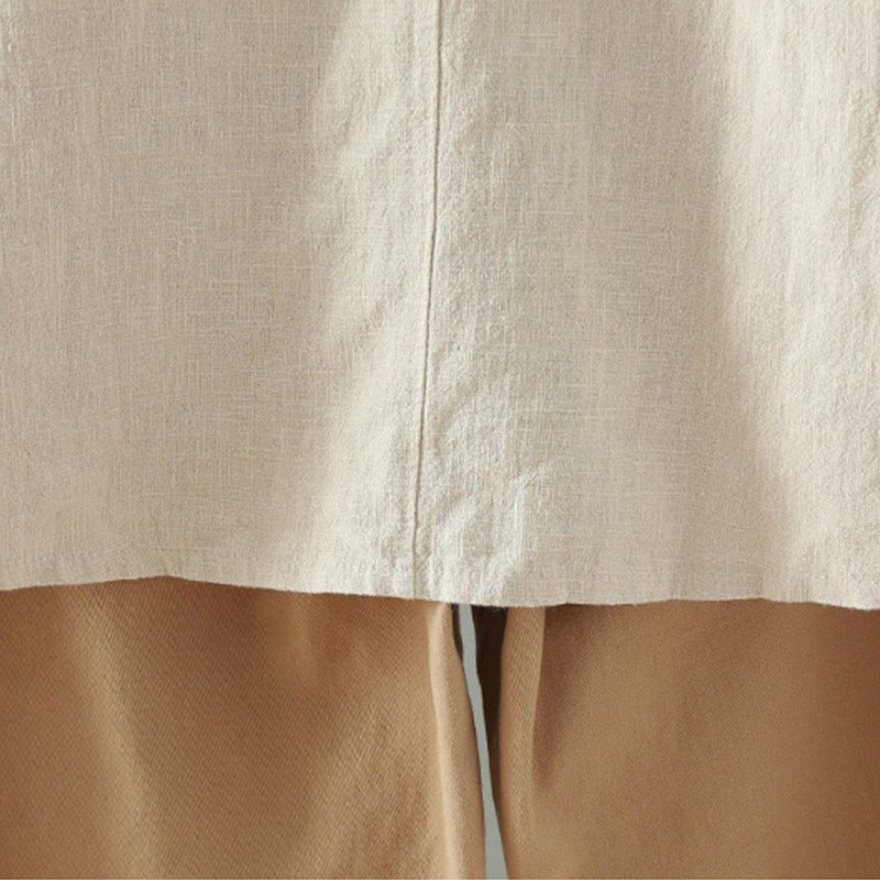 Camicia in cotone e lino con motivo a rana cinese semplice e tinta unita da donna Buddha Stones - image 10