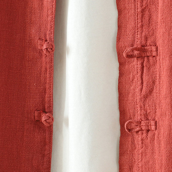 Camicia in cotone e lino con motivo a rana cinese semplice e tinta unita da donna Buddha Stones - image 18