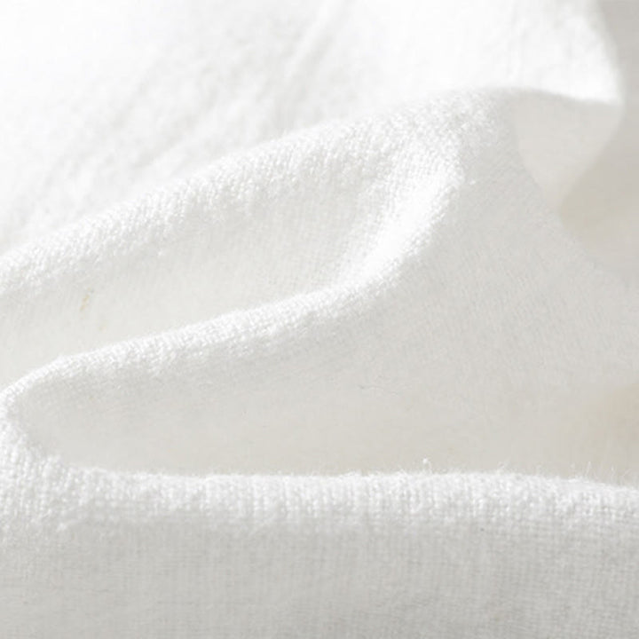 Camicia da donna in cotone e lino con orlo semplice e spacco, tinta unita, motivo Buddha Stones Spring - image 15