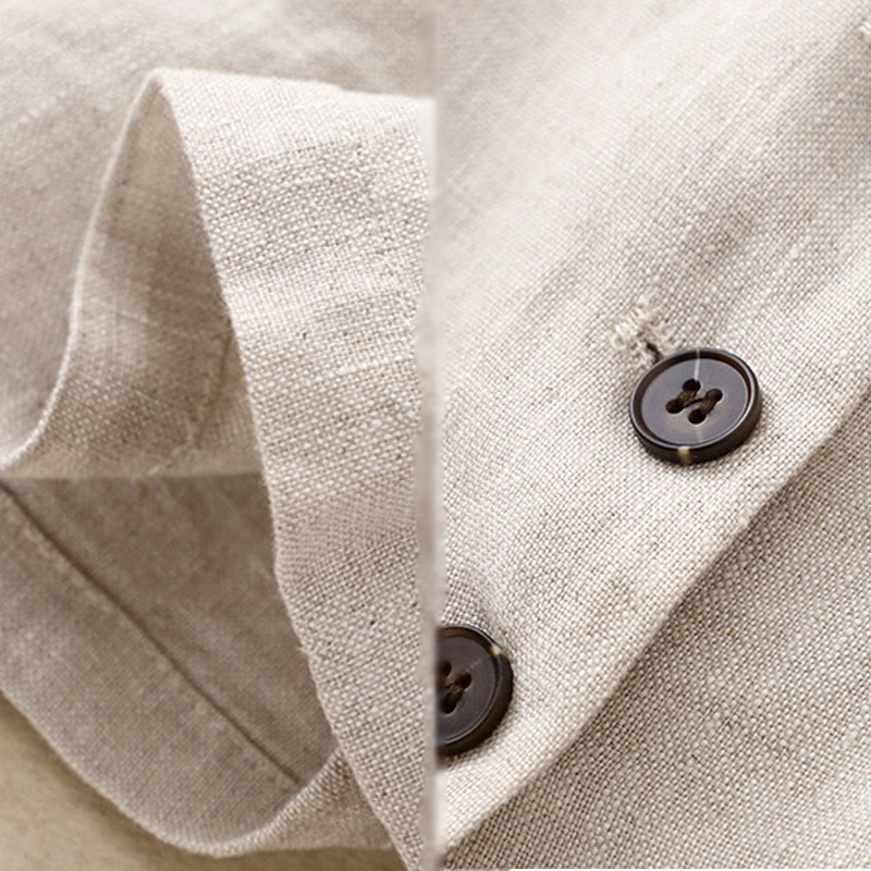 Giacca da donna in lino e cotone con risvolto, stile retrò Buddha Stones Commute, con tasche - image 9