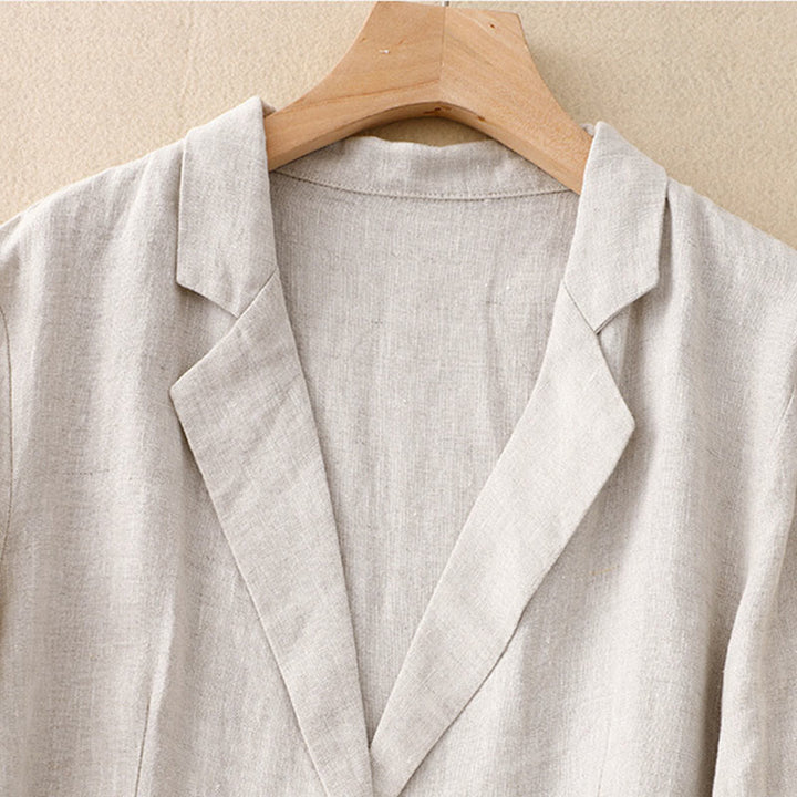 Giacca da donna in lino e cotone con risvolto, stile retrò Buddha Stones Commute, con tasche - image 8