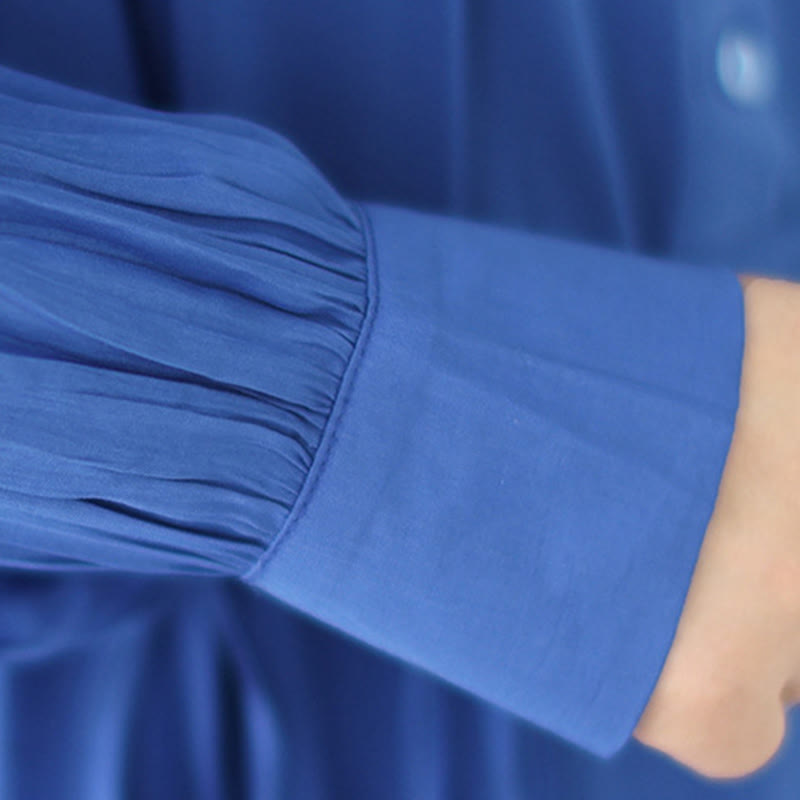 Abito midi casual in poliestere con scollo rotondo e tasche Buddha Stones - image 22