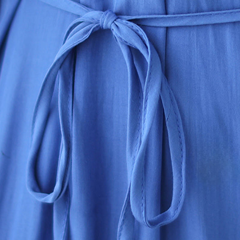 Abito midi casual in poliestere con scollo rotondo e tasche Buddha Stones - image 21