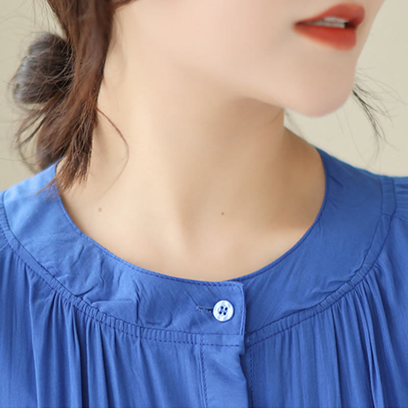 Abito midi casual in poliestere con scollo rotondo e tasche Buddha Stones - image 18