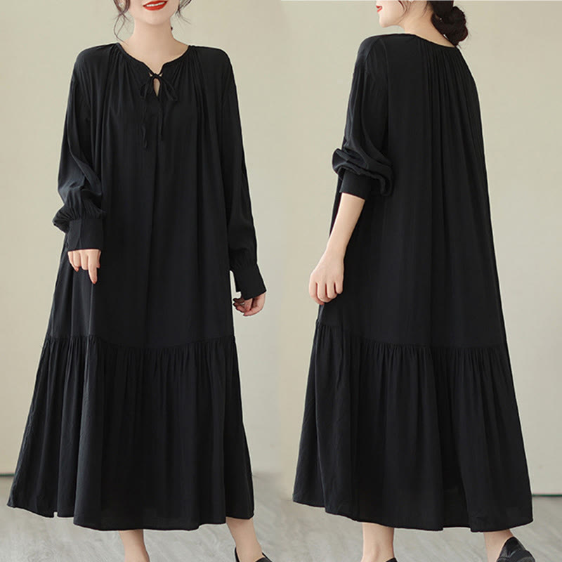 Abito midi in chiffon con tasche, stile casual e semplice, stile bifacciale, stile Buddha Stones - image 5