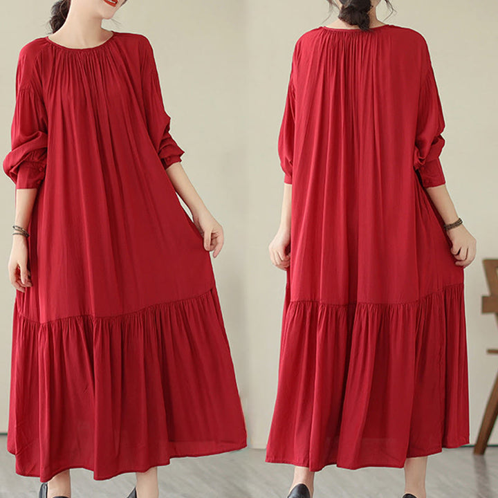 Abito midi in chiffon con tasche, stile casual e semplice, stile bifacciale, stile Buddha Stones - image 10