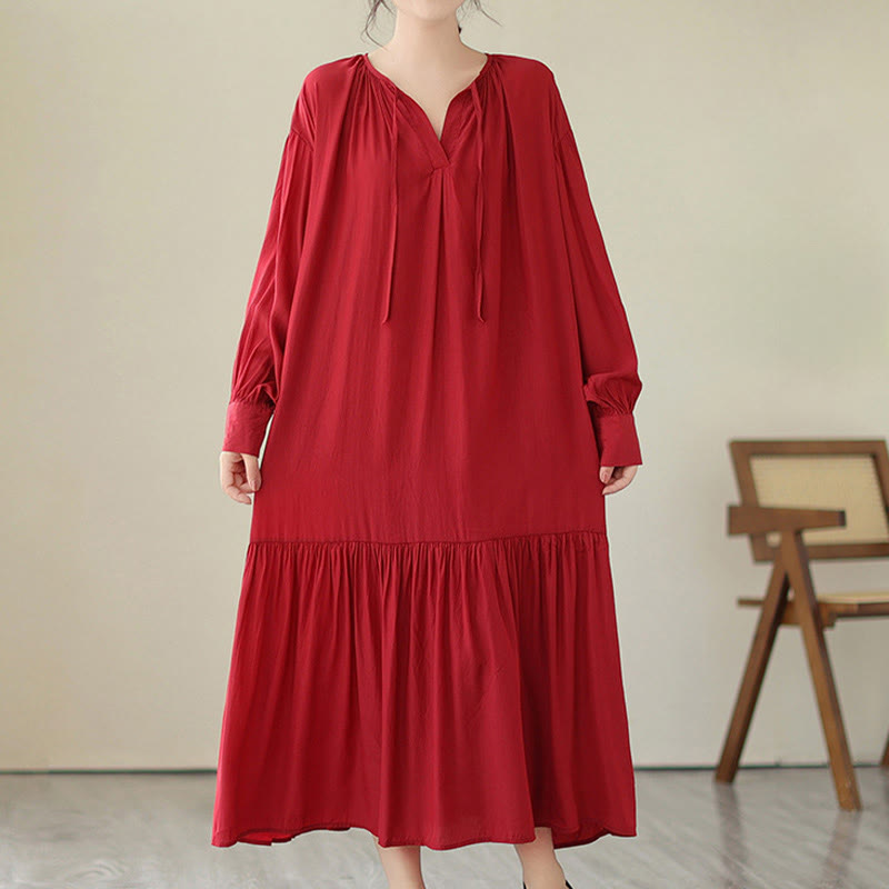 Abito midi in chiffon con tasche, stile casual e semplice, stile bifacciale, stile Buddha Stones - image 9
