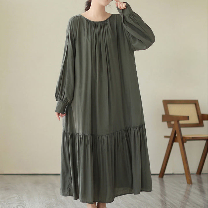 Abito midi in chiffon con tasche, stile casual e semplice, stile bifacciale, stile Buddha Stones - image 14