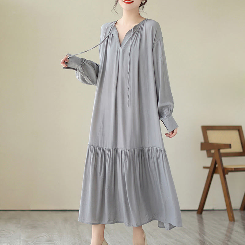 Abito midi in chiffon con tasche, stile casual e semplice, stile bifacciale, stile Buddha Stones - image 23