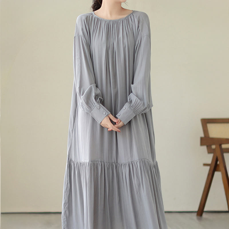 Abito midi in chiffon con tasche, stile casual e semplice, stile bifacciale, stile Buddha Stones - image 24