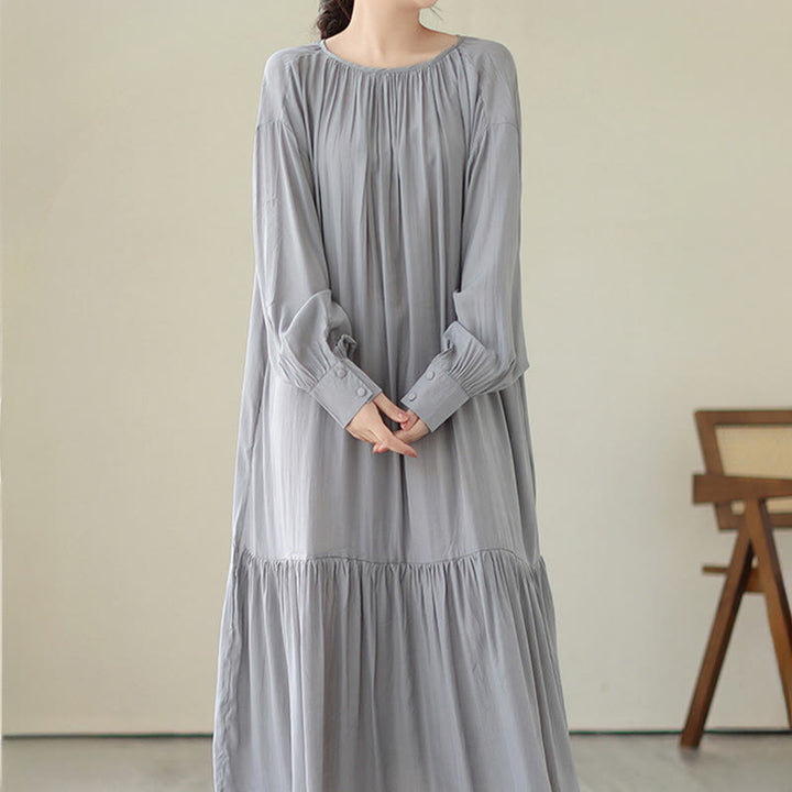 Abito midi in chiffon con tasche, stile casual e semplice, stile bifacciale, stile Buddha Stones - image 24