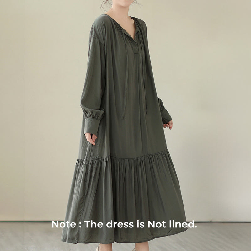 Abito midi in chiffon con tasche, stile casual e semplice, stile bifacciale, stile Buddha Stones - image 12