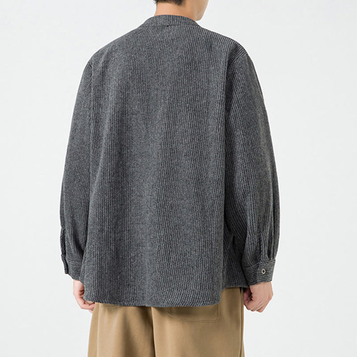 Camicia da uomo in cotone con tasche e maniche lunghe con bottoni a rana e motivo Buddha Stones - image 10