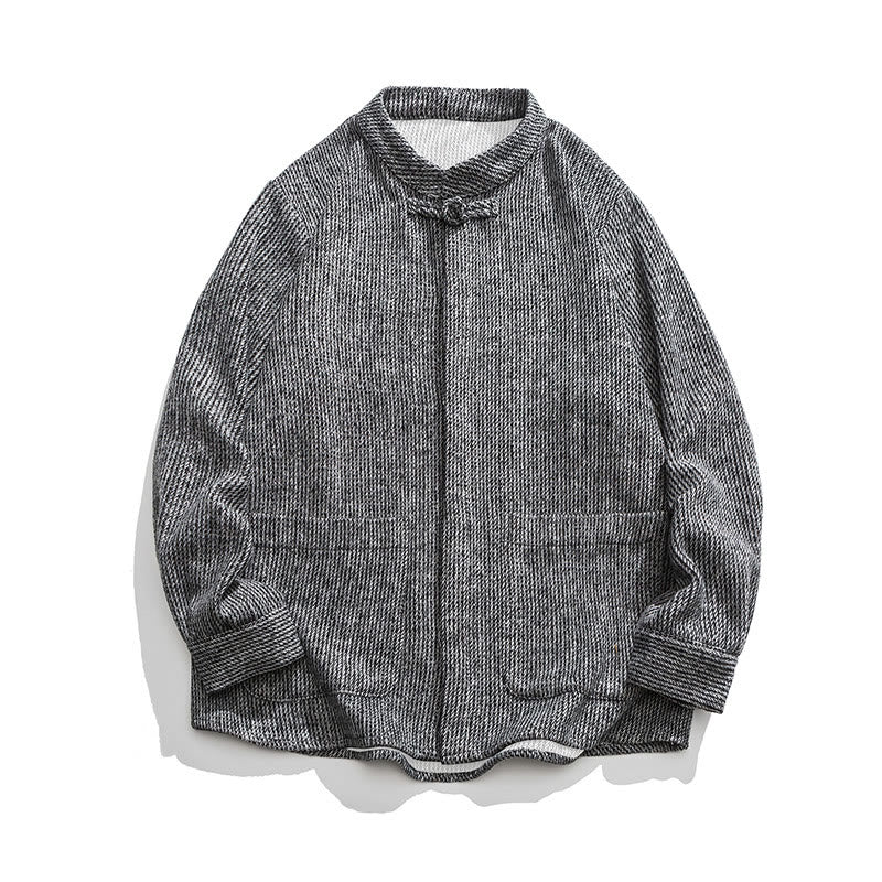 Camicia da uomo in cotone con tasche e maniche lunghe con bottoni a rana e motivo Buddha Stones - Grigio scuro - US/UK/AU46, EU56 (5XL) - image 21