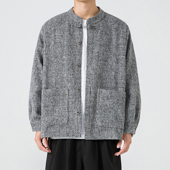 Camicia da uomo in cotone con tasche e maniche lunghe con bottoni a rana e motivo Buddha Stones - image 35