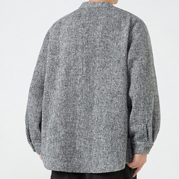 Camicia da uomo in cotone con tasche e maniche lunghe con bottoni a rana e motivo Buddha Stones - image 37