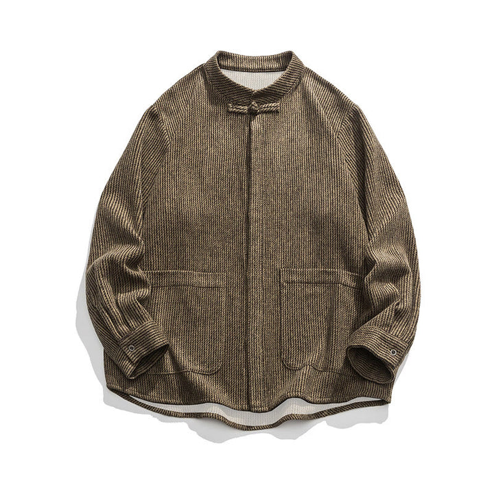 Camicia da uomo in cotone con tasche e maniche lunghe con bottoni a rana e motivo Buddha Stones - image 40