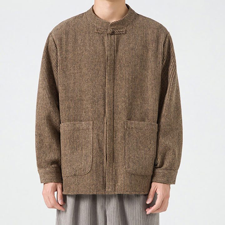 Camicia da uomo in cotone con tasche e maniche lunghe con bottoni a rana e motivo Buddha Stones - image 54