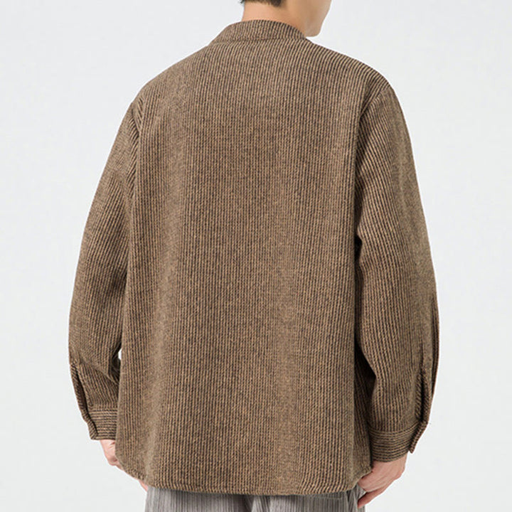 Camicia da uomo in cotone con tasche e maniche lunghe con bottoni a rana e motivo Buddha Stones - image 50