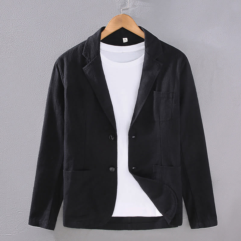 Camicia da uomo in lino con tasche e bottoni, a maniche lunghe, modello semplice, con Buddha Stones - Nero - US/UK/AU42, EU52 (3XL) - image 9