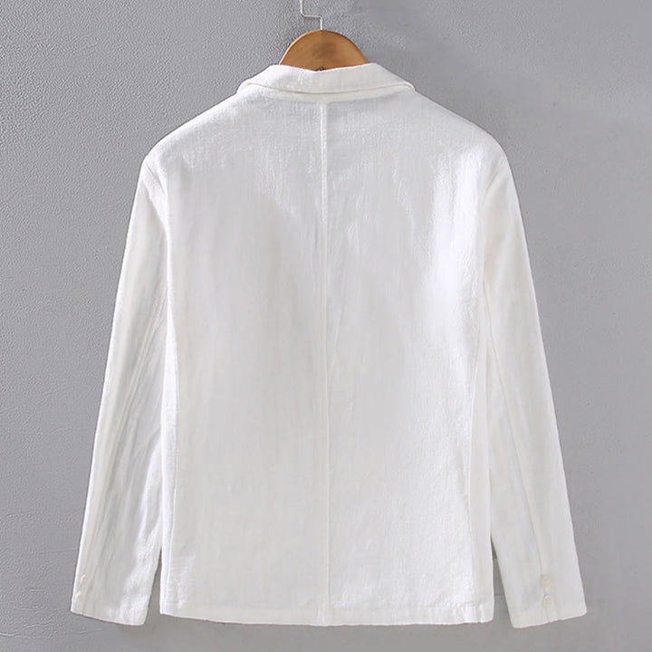 Camicia da uomo in lino con tasche e bottoni, a maniche lunghe, modello semplice, con Buddha Stones - image 2