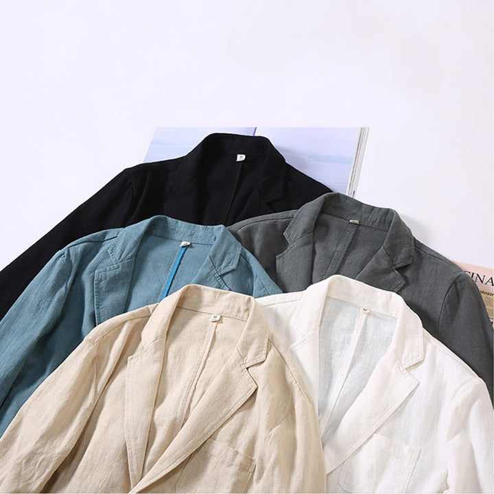 Camicia da uomo in lino con tasche e bottoni, a maniche lunghe, modello semplice, con Buddha Stones - image 10