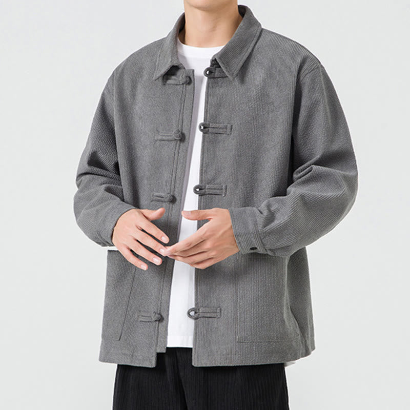 Giacca-camicia da uomo in poliestere con tasche e maniche lunghe, motivo Buddha Stones, bottoni a rana - image 8