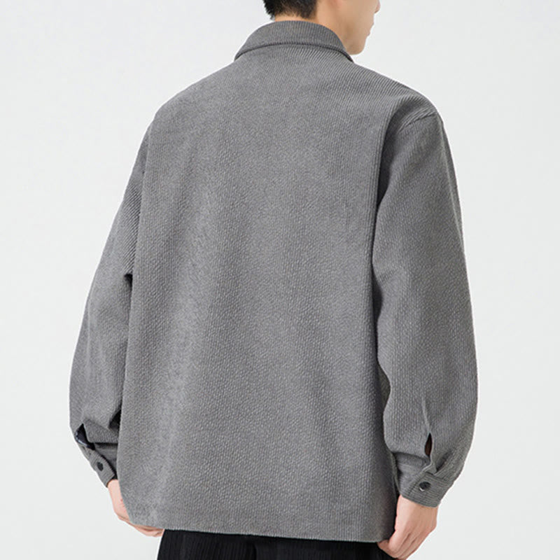 Giacca-camicia da uomo in poliestere con tasche e maniche lunghe, motivo Buddha Stones, bottoni a rana - image 6