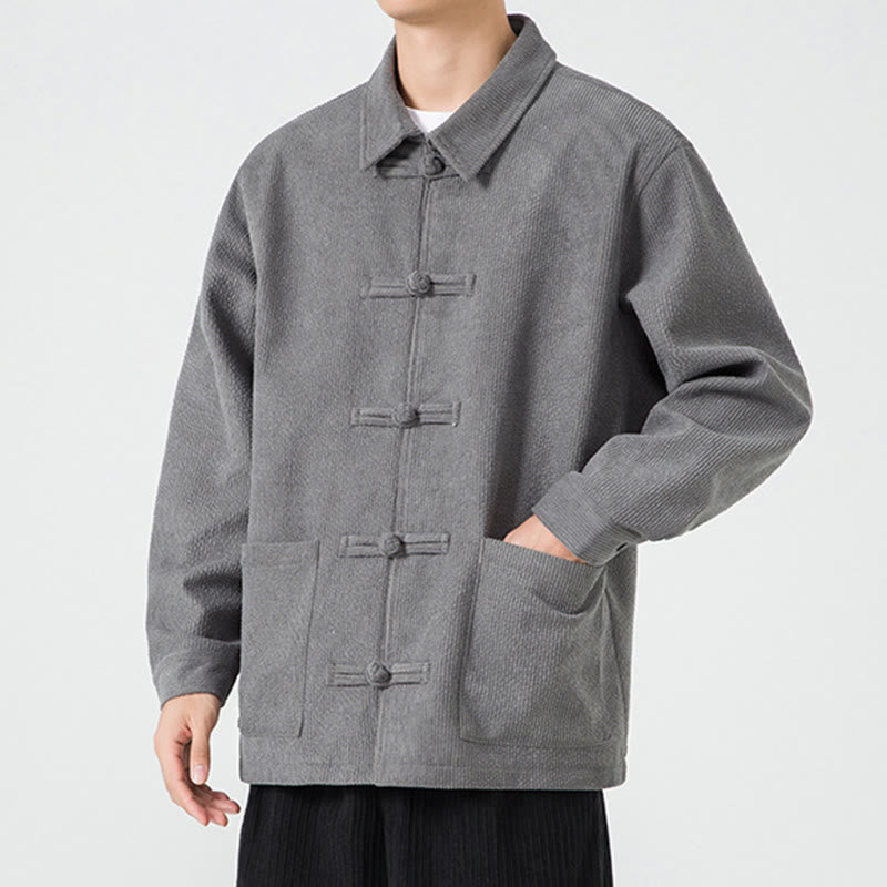 Giacca-camicia da uomo in poliestere con tasche e maniche lunghe, motivo Buddha Stones, bottoni a rana - image 9