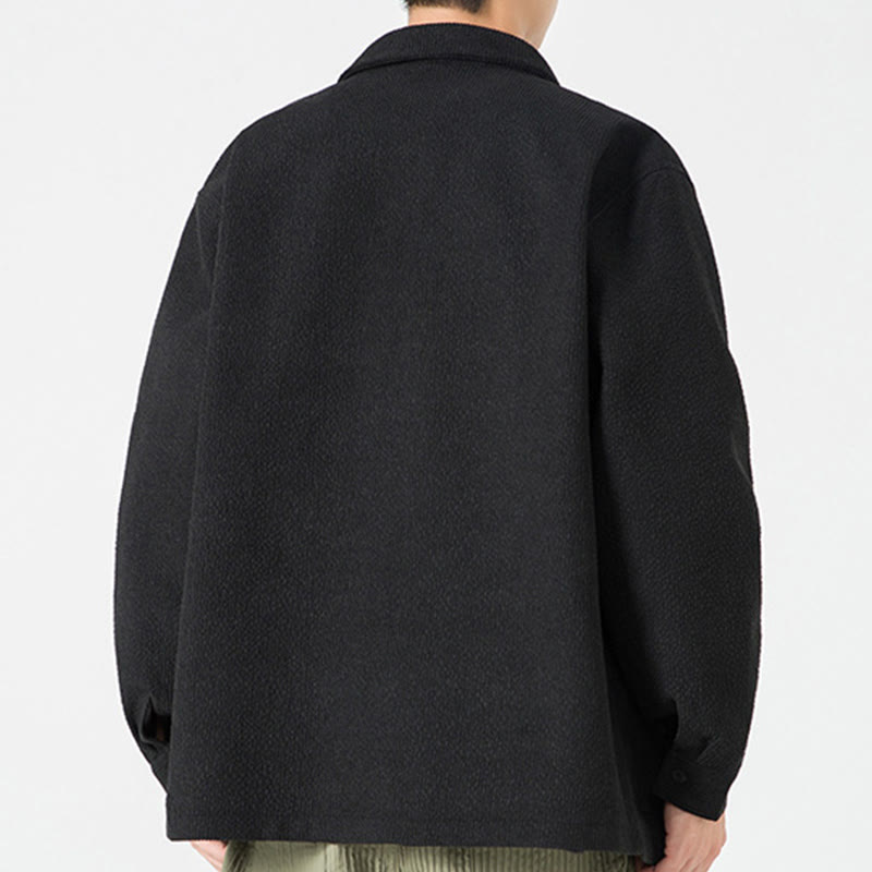 Giacca-camicia da uomo in poliestere con tasche e maniche lunghe, motivo Buddha Stones, bottoni a rana - image 14