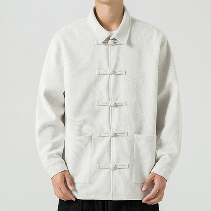 Giacca-camicia da uomo in poliestere con tasche e maniche lunghe, motivo Buddha Stones, bottoni a rana - Bianco - US/UK/AU46, EU56 (5XL) - image 20