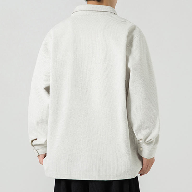 Giacca-camicia da uomo in poliestere con tasche e maniche lunghe, motivo Buddha Stones, bottoni a rana - image 24