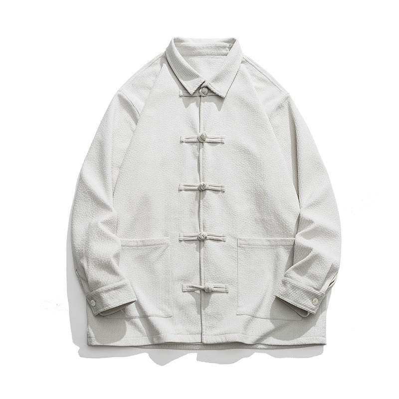 Giacca-camicia da uomo in poliestere con tasche e maniche lunghe, motivo Buddha Stones, bottoni a rana - image 21