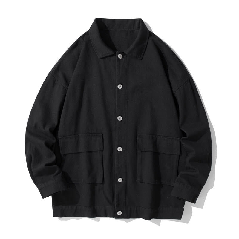 Camicia da uomo in cotone con colletto rialzato e maniche lunghe con tasche e bottoni, motivo Buddha Stones - Nero - US/UK/AU50, EU60 (5XL) - image 0