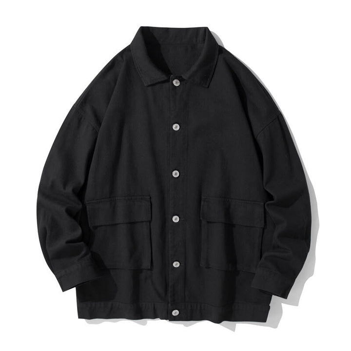 Camicia da uomo in cotone con colletto rialzato e maniche lunghe con tasche e bottoni, motivo Buddha Stones - Nero - US/UK/AU50, EU60 (5XL) - image 0