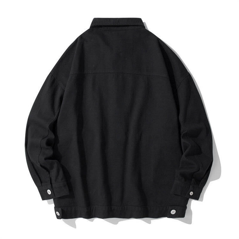 Camicia da uomo in cotone con colletto rialzato e maniche lunghe con tasche e bottoni, motivo Buddha Stones - image 2