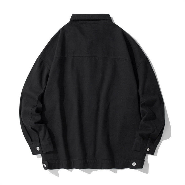 Camicia da uomo in cotone con colletto rialzato e maniche lunghe con tasche e bottoni, motivo Buddha Stones - image 2