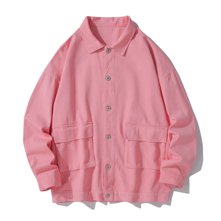 Camicia da uomo in cotone con colletto rialzato e maniche lunghe con tasche e bottoni, motivo Buddha Stones - Rosa chiaro - US/UK/AU50, EU60 (5XL) - image 8