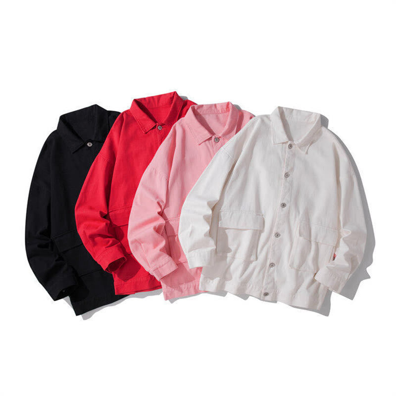 Camicia da uomo in cotone con colletto rialzato e maniche lunghe con tasche e bottoni, motivo Buddha Stones - image 12