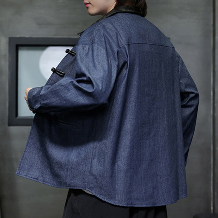 Buddha Stones Camicia da uomo in cotone a maniche lunghe con bottoni a rana e tasche - image 8