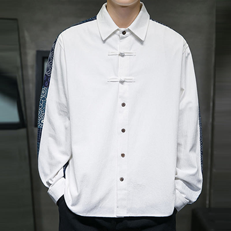 Camicia a maniche lunghe in misto cotone con cuciture a motivo floreale da uomo Buddha Stones - image 12