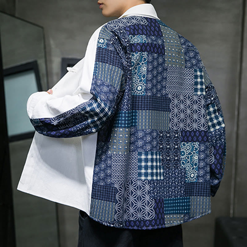 Camicia a maniche lunghe in misto cotone con cuciture a motivo floreale da uomo Buddha Stones - image 10