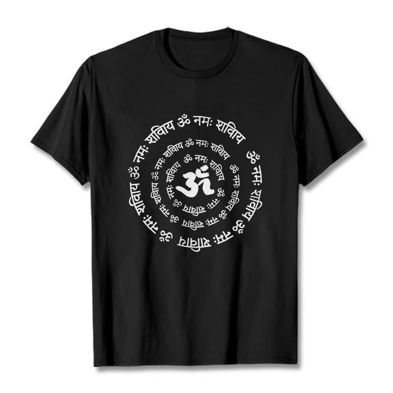 Maglietta in cotone con design Buddha Stones, simbolo OM, mantra sanscriti - Nero - 2XL - image 7