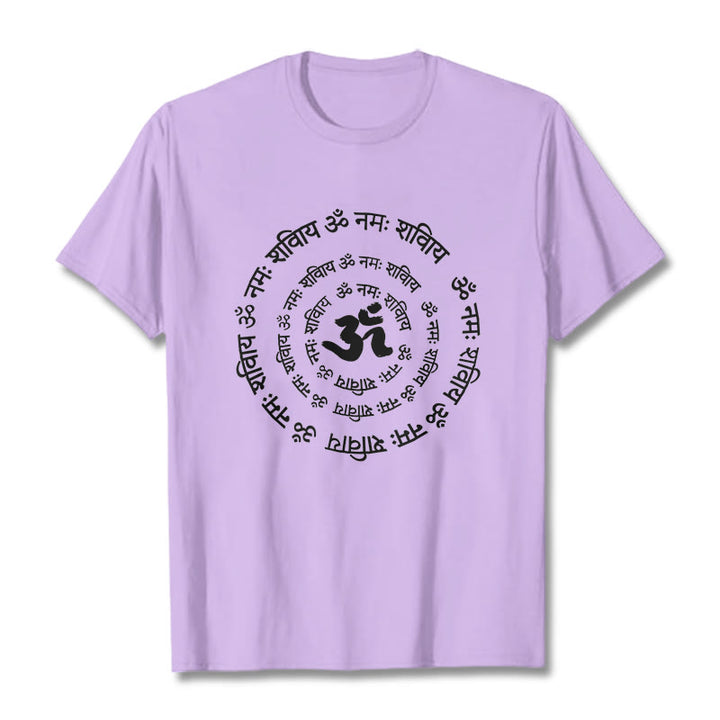 Maglietta in cotone con design Buddha Stones, simbolo OM, mantra sanscriti - Prugna - 2XL - image 14