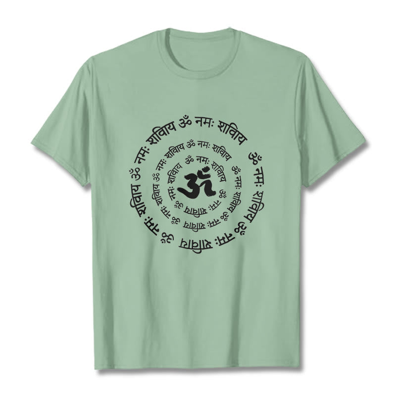 Maglietta in cotone con design Buddha Stones, simbolo OM, mantra sanscriti - Verde pallido - 2XL - image 18