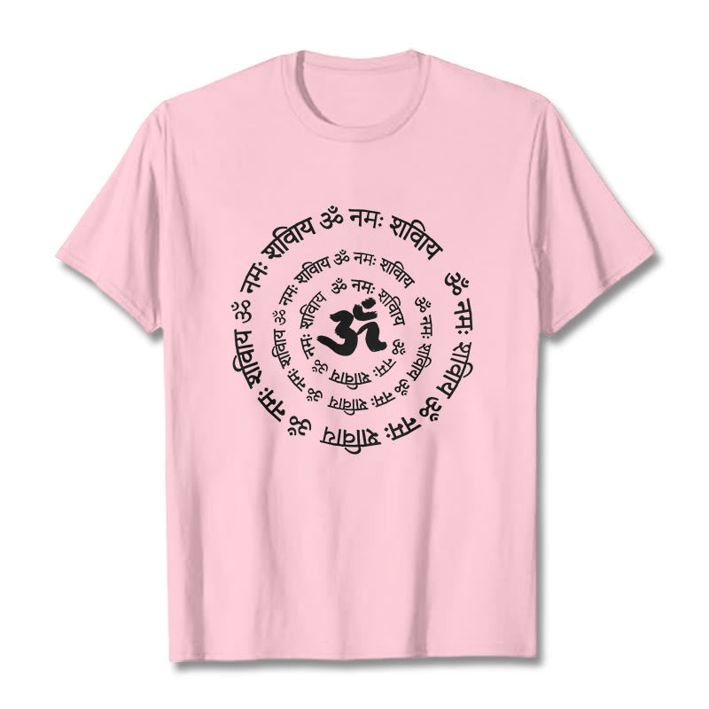 Maglietta in cotone con design Buddha Stones, simbolo OM, mantra sanscriti - Rosa chiaro - 2XL - image 16