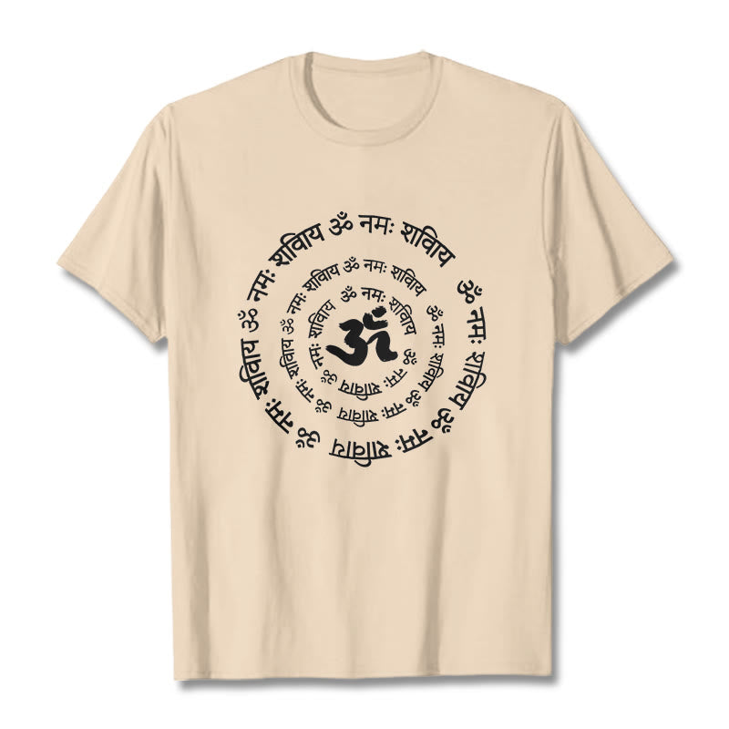 Maglietta in cotone con design Buddha Stones, simbolo OM, mantra sanscriti - Biscotto - 2XL - image 12