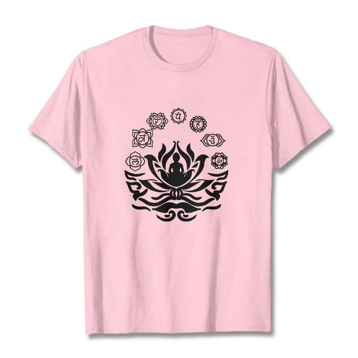 Maglietta Buddha Stones, simbolo OM, mantra sanscriti, motivo fiore di loto di Buddha - Rosa chiaro - 2XL - image 16