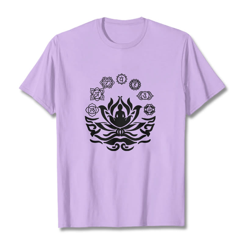 Maglietta Buddha Stones, simbolo OM, mantra sanscriti, motivo fiore di loto di Buddha - Prugna - 2XL - image 14